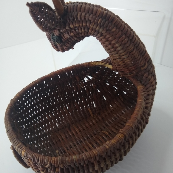 Vintage Christmas Reindeer Wicker Basket Long Boho Chic AS IS Missing Ear - Picture 5 of 7